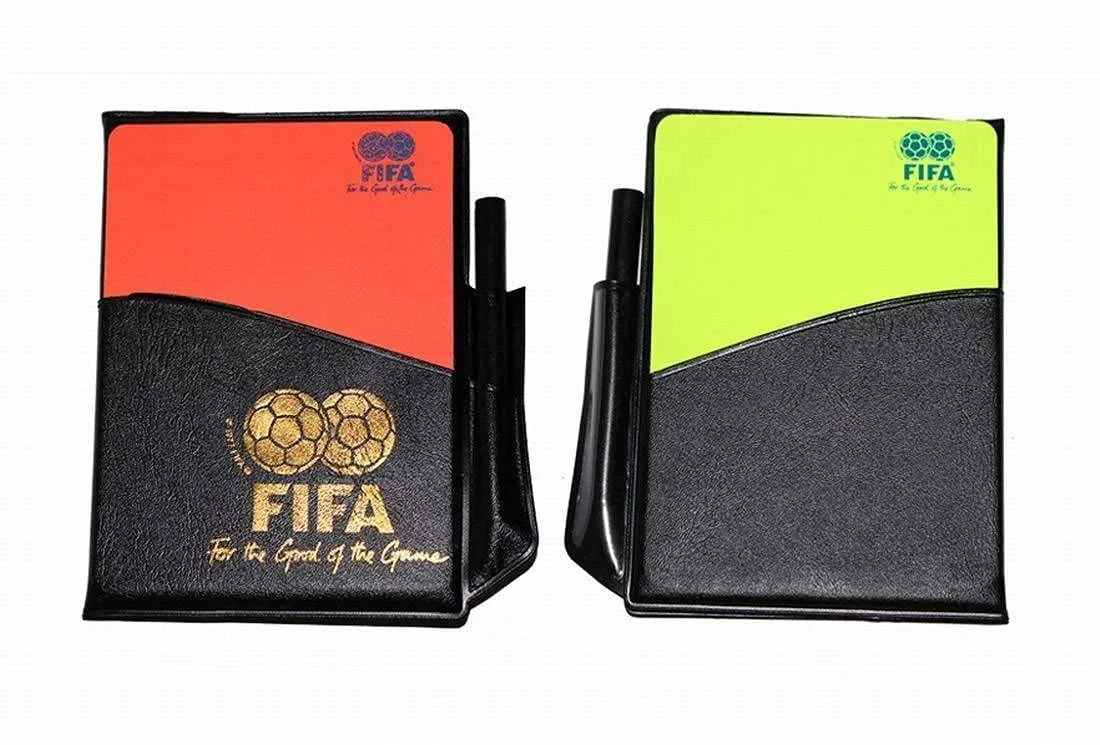1 Stop Socer Soccer Referee Red Card Football Yellow Card with Wallet Pencil Record Paper for FIFA Judge Fluorescent Cards