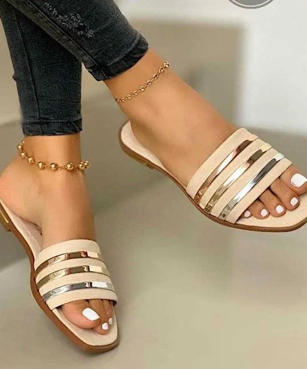 Fashion Splicing Peep Toe Beach Slide
