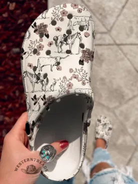 Flower & Cattle Clogs