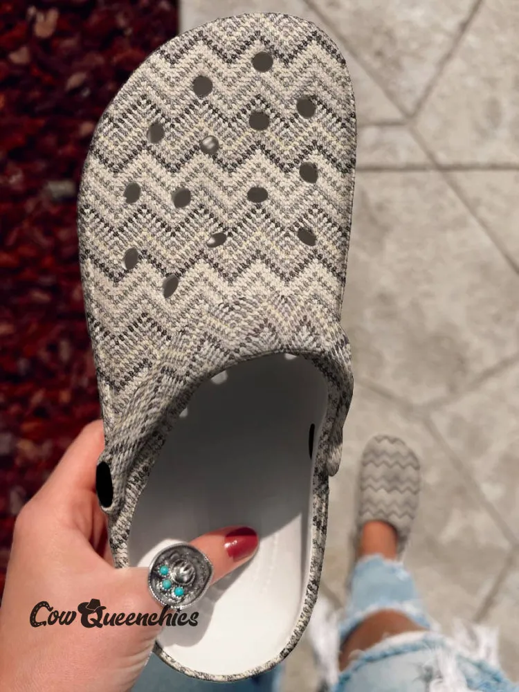Geometric Ethnic Print Clogs