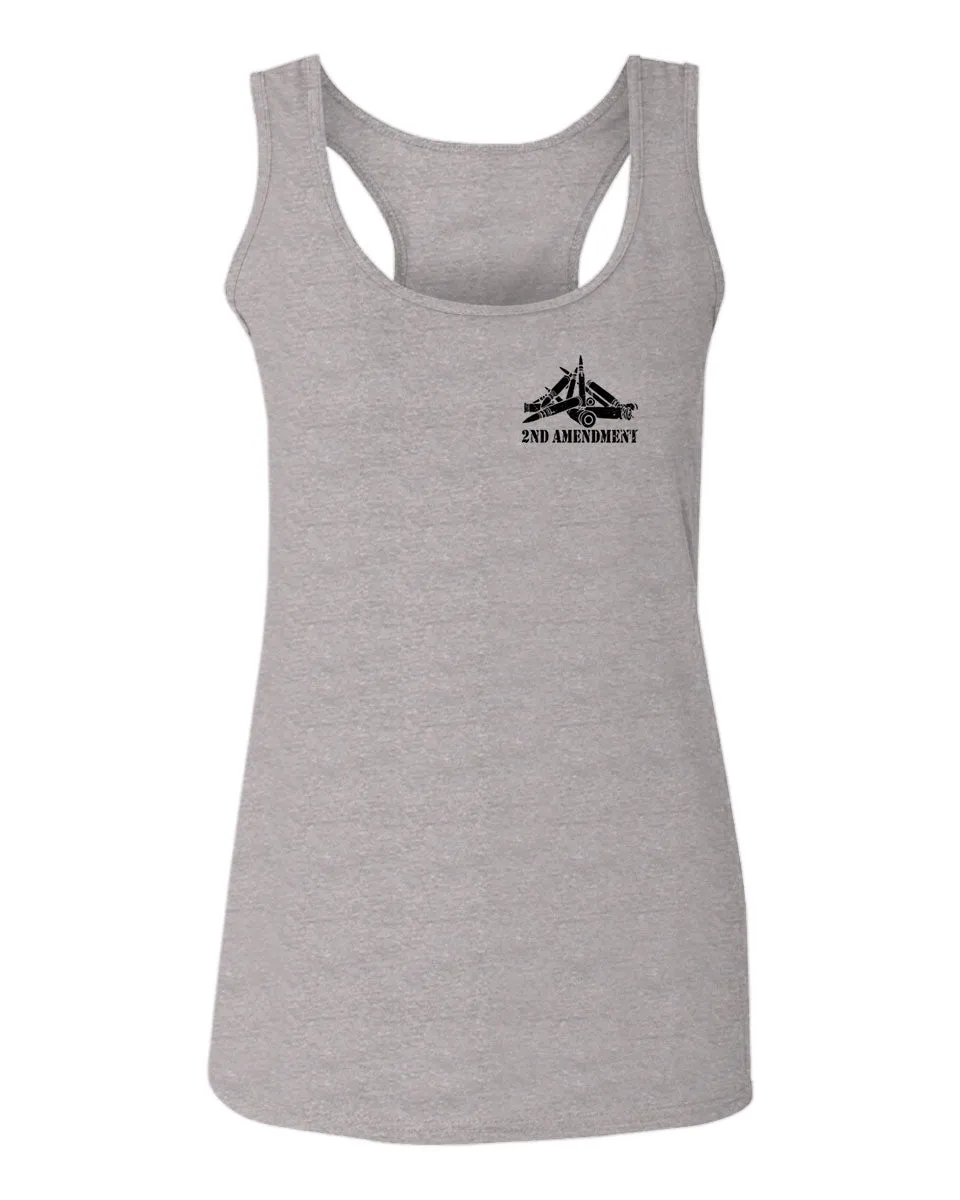 VICES AND VIRTUESS American Second Amendment Gun Rights arms Weapon Heart USA  women's Tank Top sleeveless Racerback