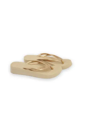Women's Brand Logo Printed Slippers,Gold