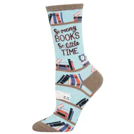 Women's Time for a Good Book Crew Sock -Blue